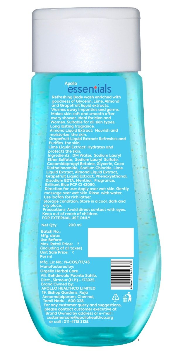 Apollo Essentials Refreshing Body Wash, 400 ml (2x200ml), Pack of 2 Apollo Essentials Refreshing Body Wash, 400 ml (2x200ml), Pack of 2