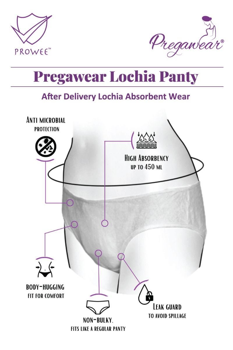 Prowee Pregawear After Delivery Lochia Absorbent Wear Panty XL, 5 Count, Pack of 1 