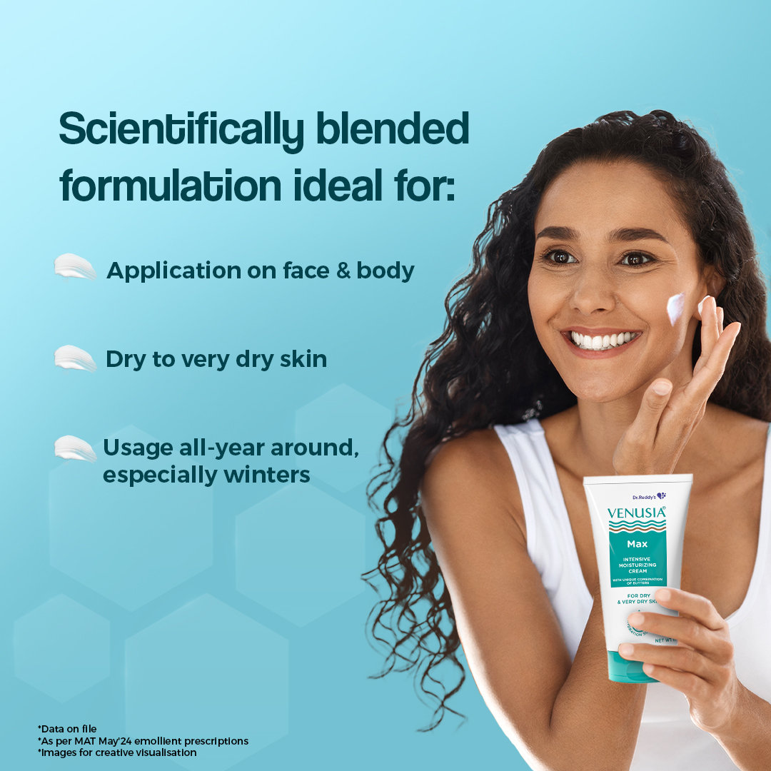 Venusia Max Intensive Moisturizing Cream 150 gm | With Unique Combination Of Butters | Long Lasting Moisturization | Non Greasy | For Dry To Very Dry Skin, Pack of 1 Venusia Max Intensive Moisturizing Cream 150 gm | With Unique Combination Of Butters | Long Lasting Moisturization | Non Greasy | For Dry To Very Dry Skin, Pack of 1