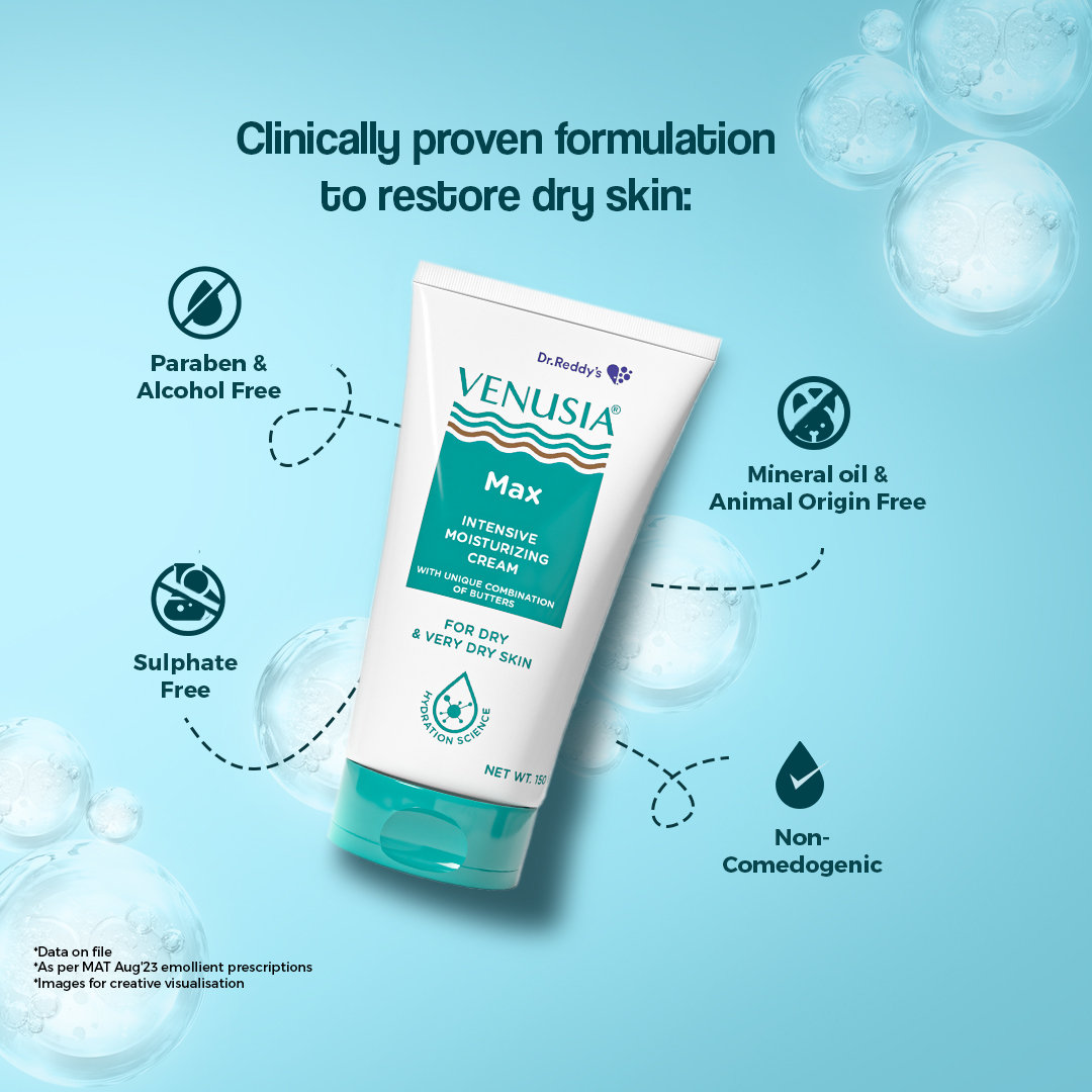 Venusia Max Intensive Moisturizing Cream 150 gm | With Unique Combination Of Butters | Long Lasting Moisturization | Non Greasy | For Dry To Very Dry Skin, Pack of 1 Venusia Max Intensive Moisturizing Cream 150 gm | With Unique Combination Of Butters | Long Lasting Moisturization | Non Greasy | For Dry To Very Dry Skin, Pack of 1