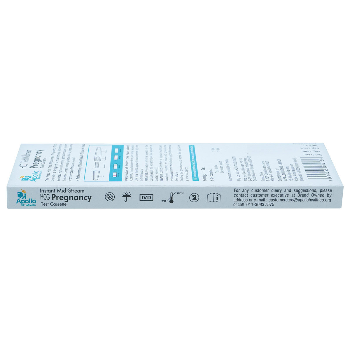 Apollo Pharmacy Instant Mid-Stream HCG Pregnancy Test Cassette, 1 Count, Pack of 1 Apollo Pharmacy Instant Mid-Stream HCG Pregnancy Test Cassette, 1 Count, Pack of 1