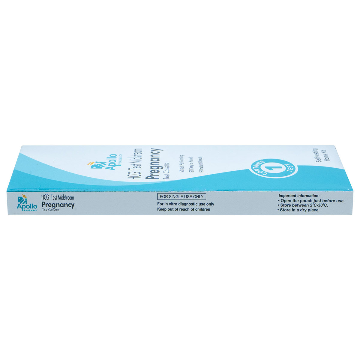 Apollo Pharmacy Instant Mid-Stream HCG Pregnancy Test Cassette, 1 Count, Pack of 1 Apollo Pharmacy Instant Mid-Stream HCG Pregnancy Test Cassette, 1 Count, Pack of 1