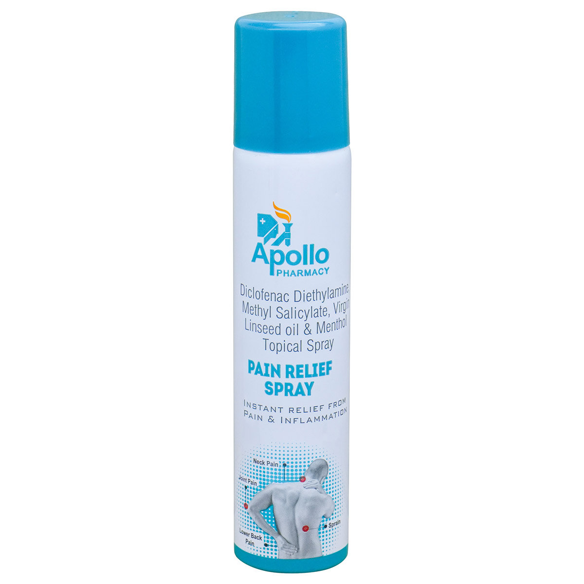 Apollo Pharmacy Pain Relief Spray with Free Crepe Bandage, 60 gm, Pack of 1 Apollo Pharmacy Pain Relief Spray with Free Crepe Bandage, 60 gm, Pack of 1
