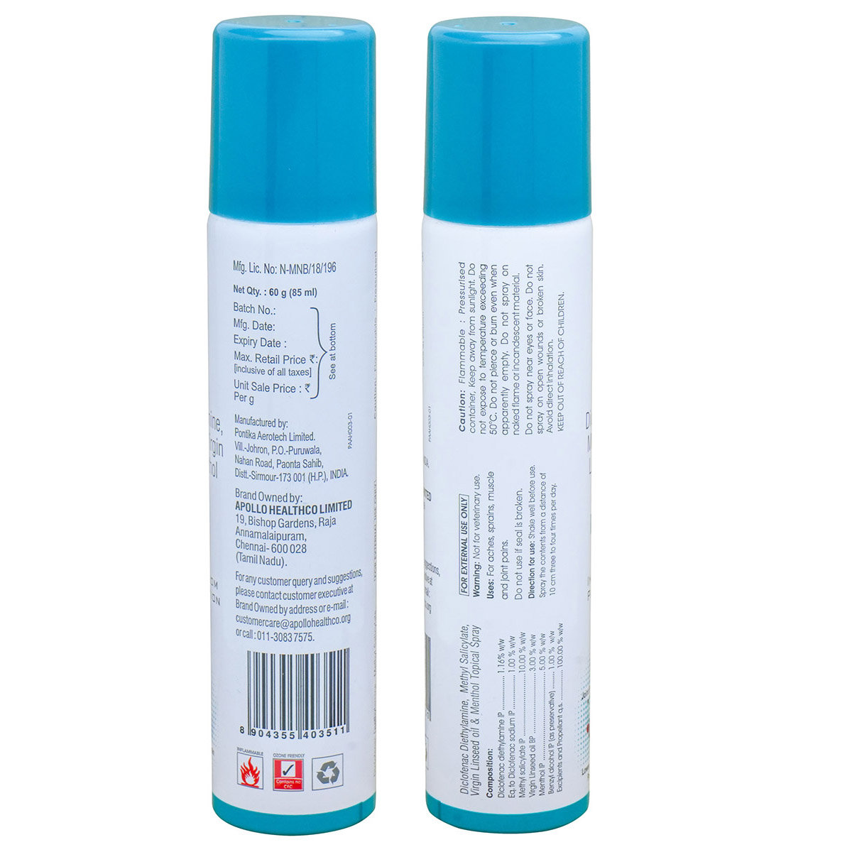 Apollo Pharmacy Pain Relief Spray with Free Crepe Bandage, 60 gm, Pack of 1 Apollo Pharmacy Pain Relief Spray with Free Crepe Bandage, 60 gm, Pack of 1