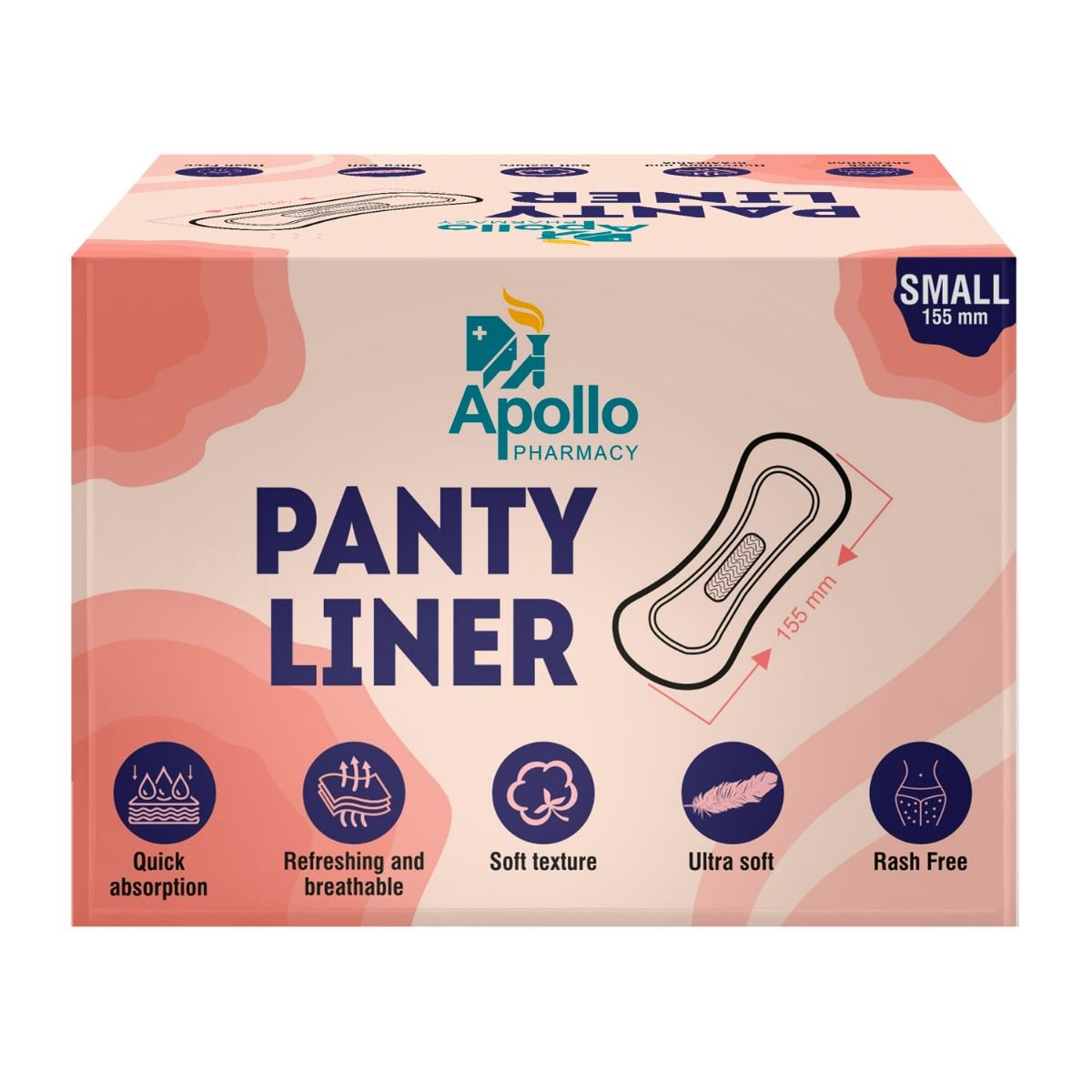 Apollo Pharmacy Panty Liner Small 155mm, 20 Count Price, Uses, Side  Effects, Composition - Apollo Pharmacy