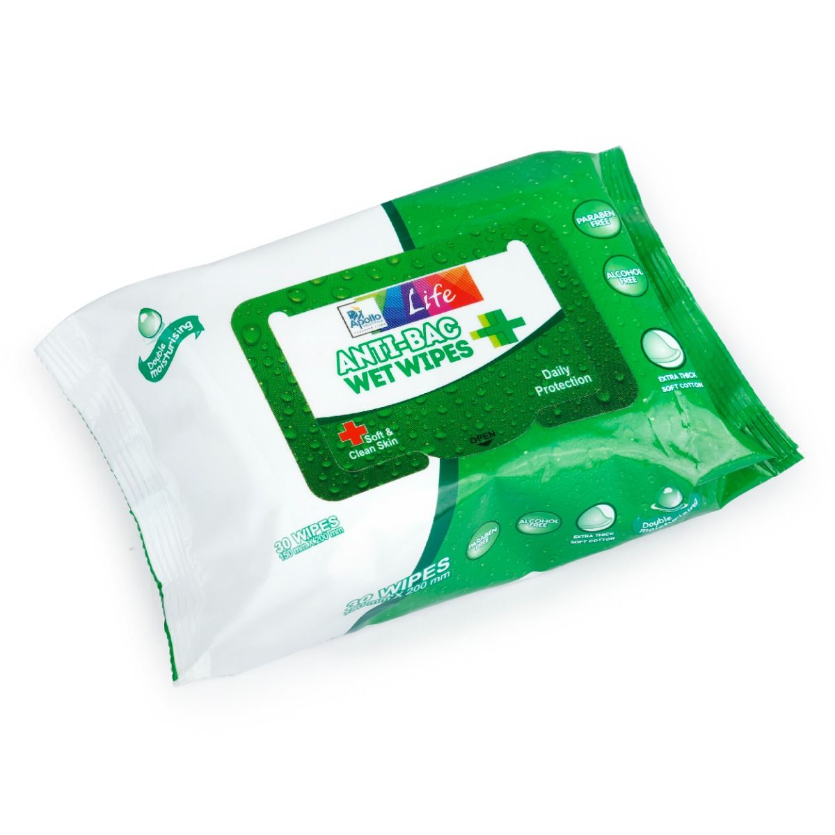 Apollo Life Anti-Bac Wet Wipes, 60 Count (2x30 Wipes), Pack of 2 Apollo Life Anti-Bac Wet Wipes, 60 Count (2x30 Wipes), Pack of 2