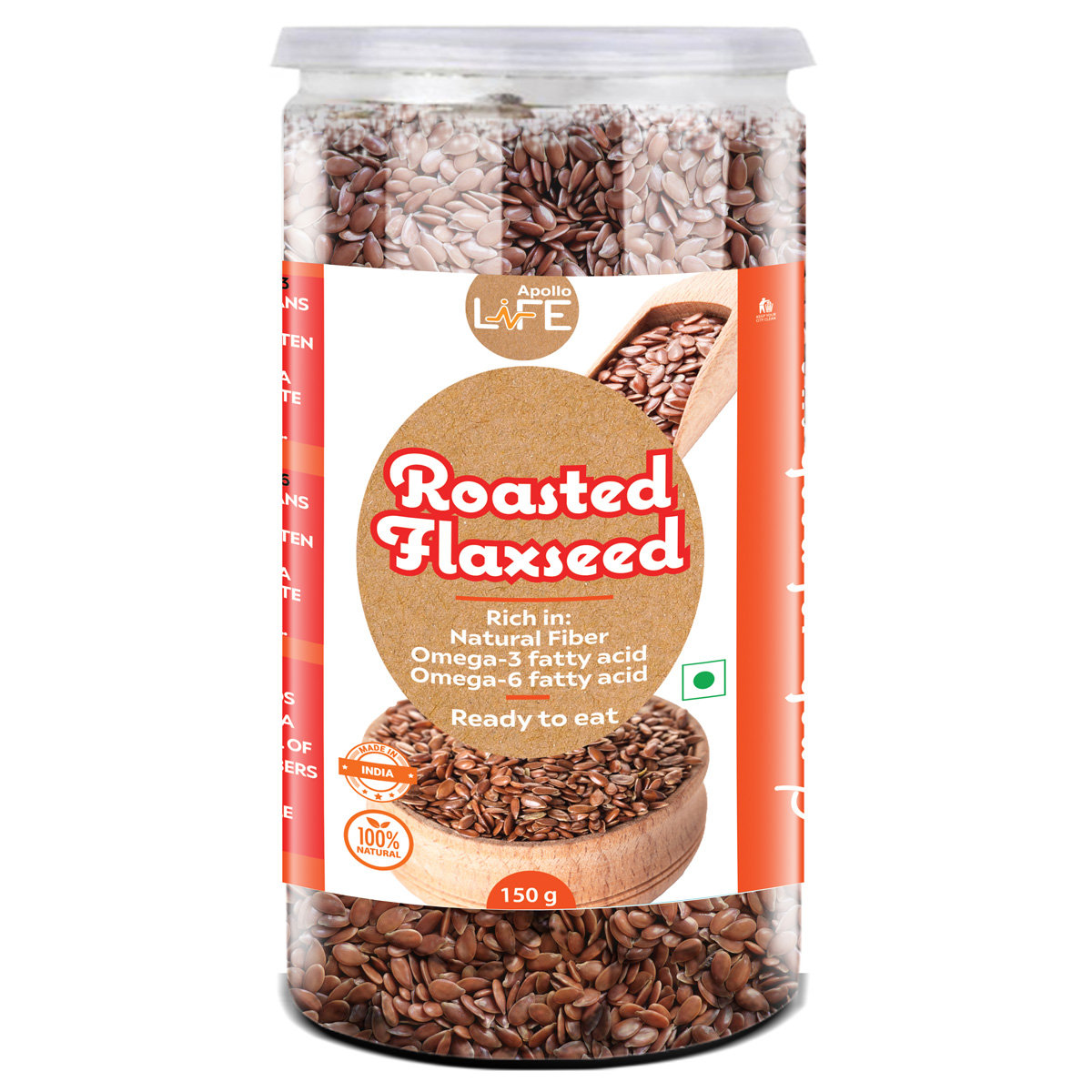 Apollo Life Roasted Flaxseed Whole Grain, 150 gm, Pack of 1 Apollo Life Roasted Flaxseed Whole Grain, 150 gm, Pack of 1