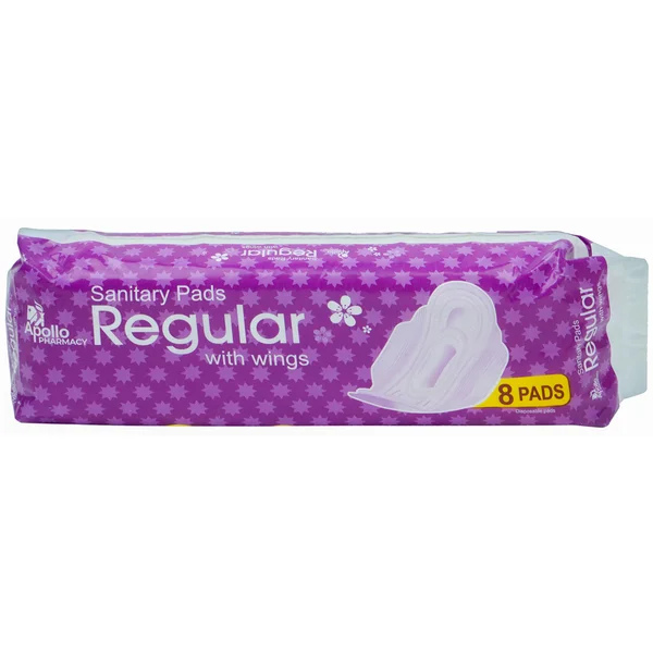 Apollo Pharmacy Regular Sanitary Pads, 8 Count, Pack of 1
