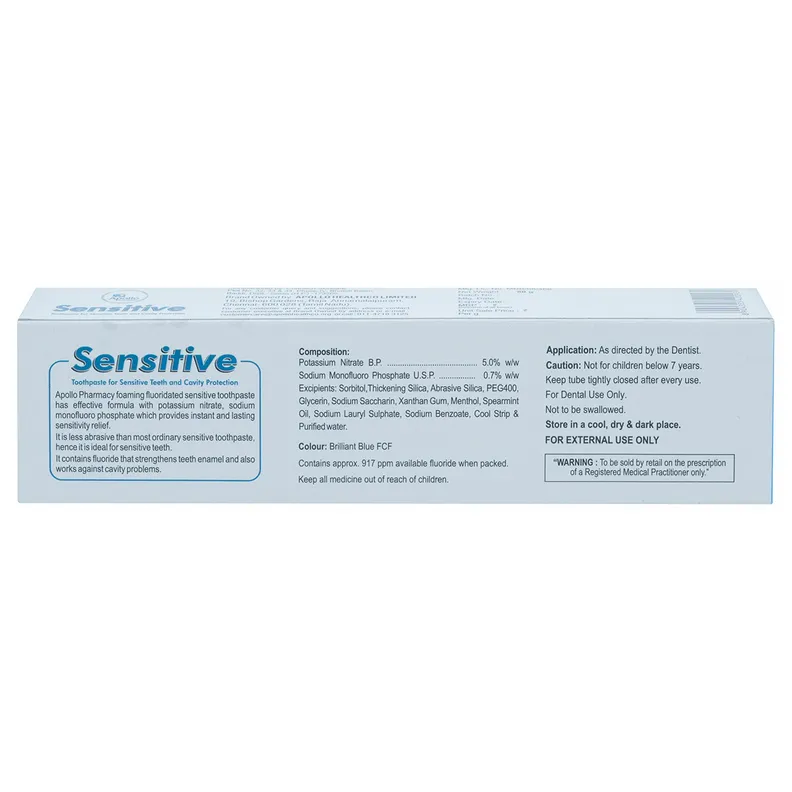 Apollo Sensitive Toothpaste Rda Buy Apollo Pharmacy Sensitive Toothpaste 80 gm with one Free Sensitive ...