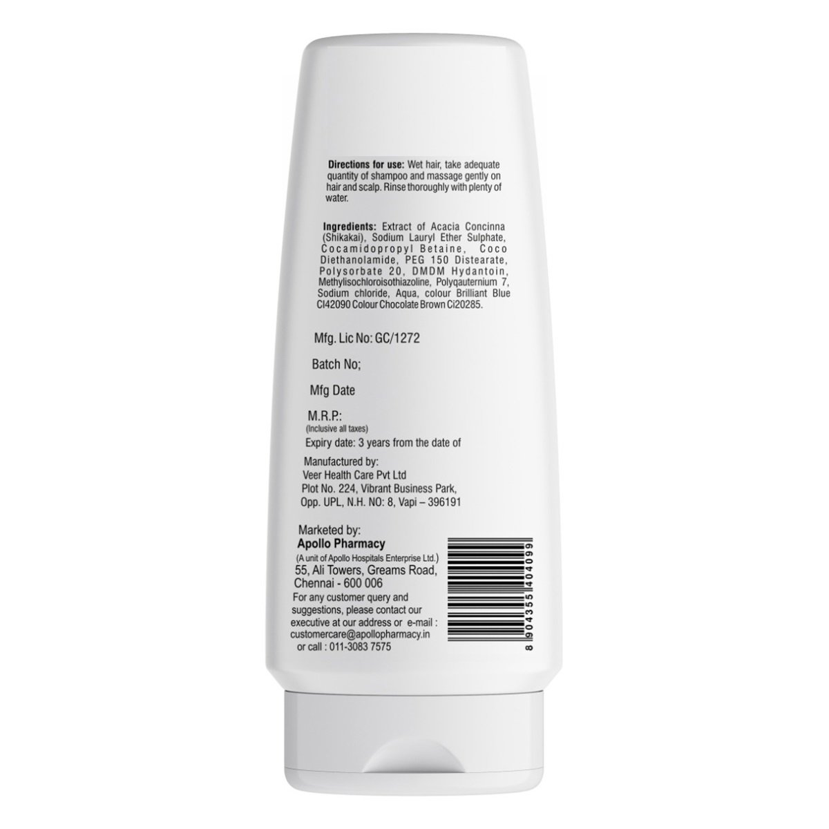 Apollo Pharmacy Shikakai Shampoo, 200 ml (2x100 ml), Pack of 2 Apollo Pharmacy Shikakai Shampoo, 200 ml (2x100 ml), Pack of 2