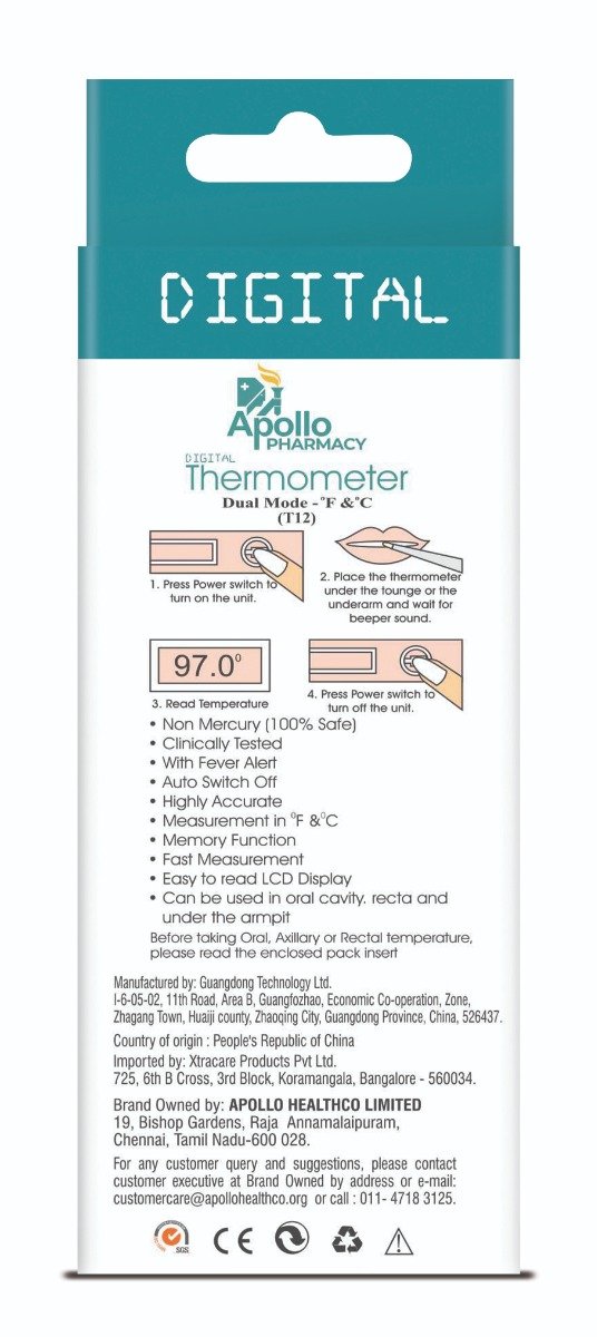 Apollo Pharmacy Digital Thermometer, 1 Count, Pack of 1 Apollo Pharmacy Digital Thermometer, 1 Count, Pack of 1