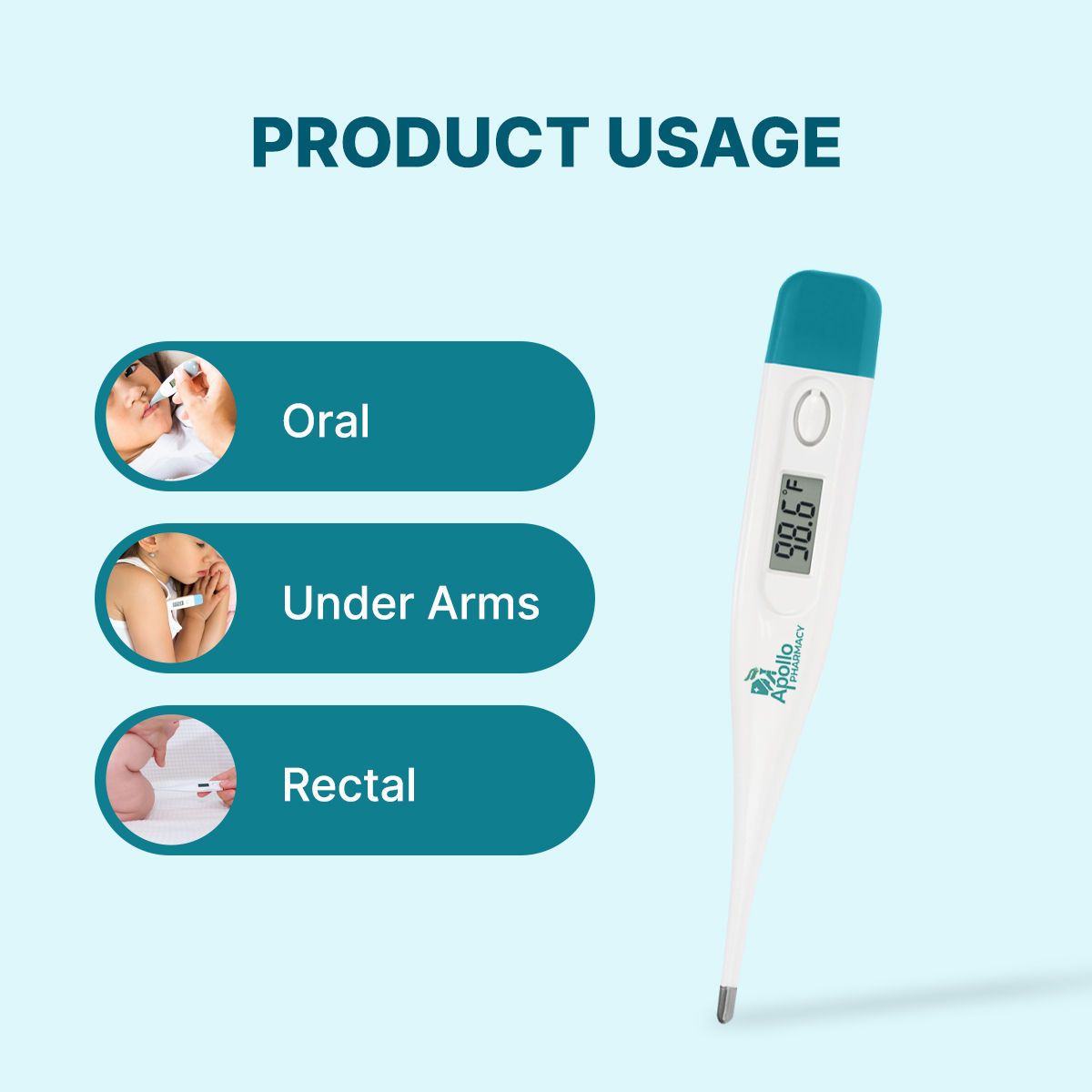 Apollo Pharmacy Digital Thermometer, 1 Count Price, Uses, Side Effects