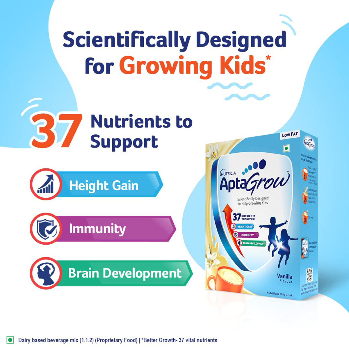 AptaGrow Vanilla Flavour Nutrition Powder, 400 gm, Pack of 1 AptaGrow Vanilla Flavour Nutrition Powder, 400 gm, Pack of 1