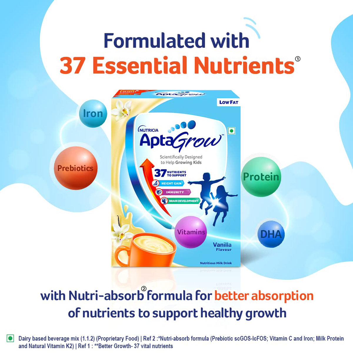 AptaGrow Vanilla Flavour Nutrition Powder, 400 gm, Pack of 1 AptaGrow Vanilla Flavour Nutrition Powder, 400 gm, Pack of 1