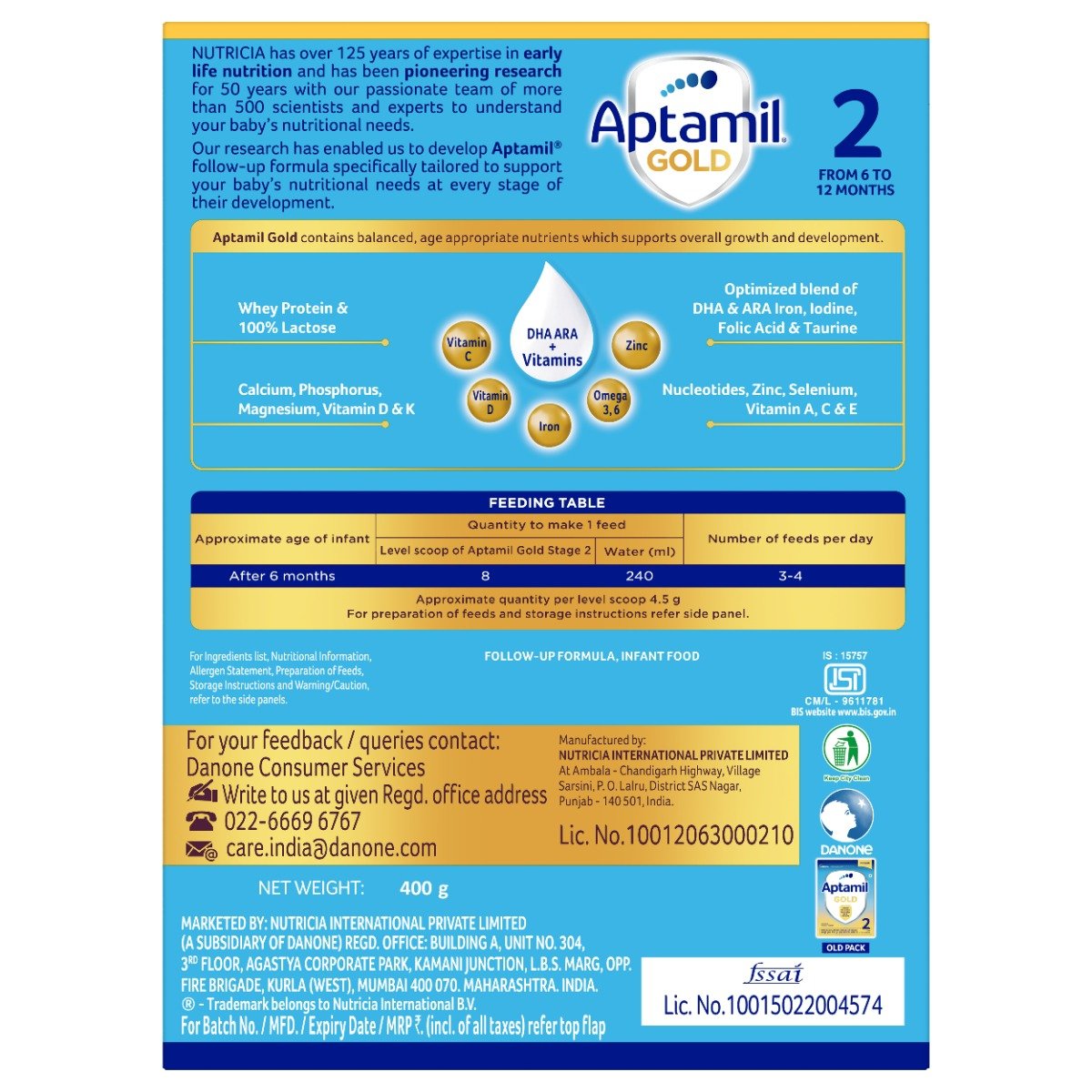Aptamil Gold Follow-Up Formula Stage 2 Powder, 400 gm, Pack of 1 Aptamil Gold Follow-Up Formula Stage 2 Powder, 400 gm, Pack of 1