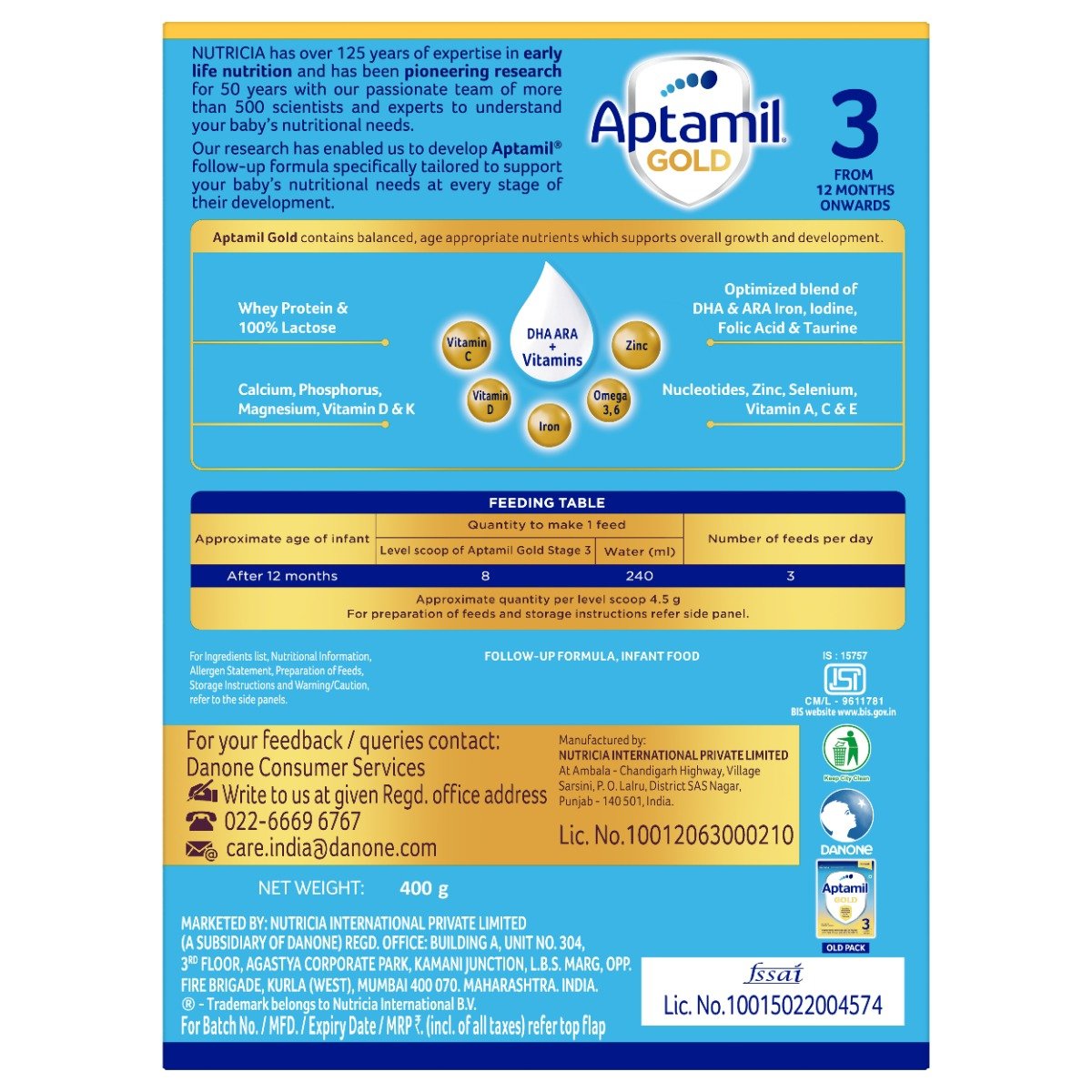 Aptamil Gold Follow-Up Formula Stage 3 Powder, 400 gm, Pack of 1 Aptamil Gold Follow-Up Formula Stage 3 Powder, 400 gm, Pack of 1