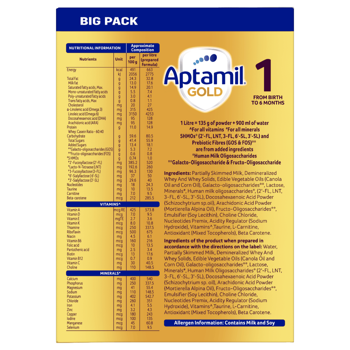 Aptamil Gold Infant Formula Stage 1 Powder, 1.2 kg, Pack of 1 Aptamil Gold Infant Formula Stage 1 Powder, 1.2 kg, Pack of 1