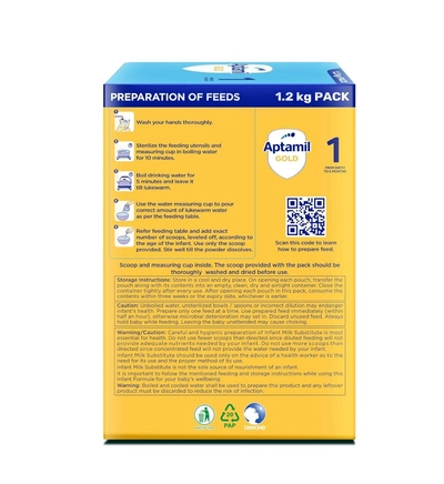 Aptamil Gold Infant Formula Stage 1 Powder, 1.2 kg, Pack of 1