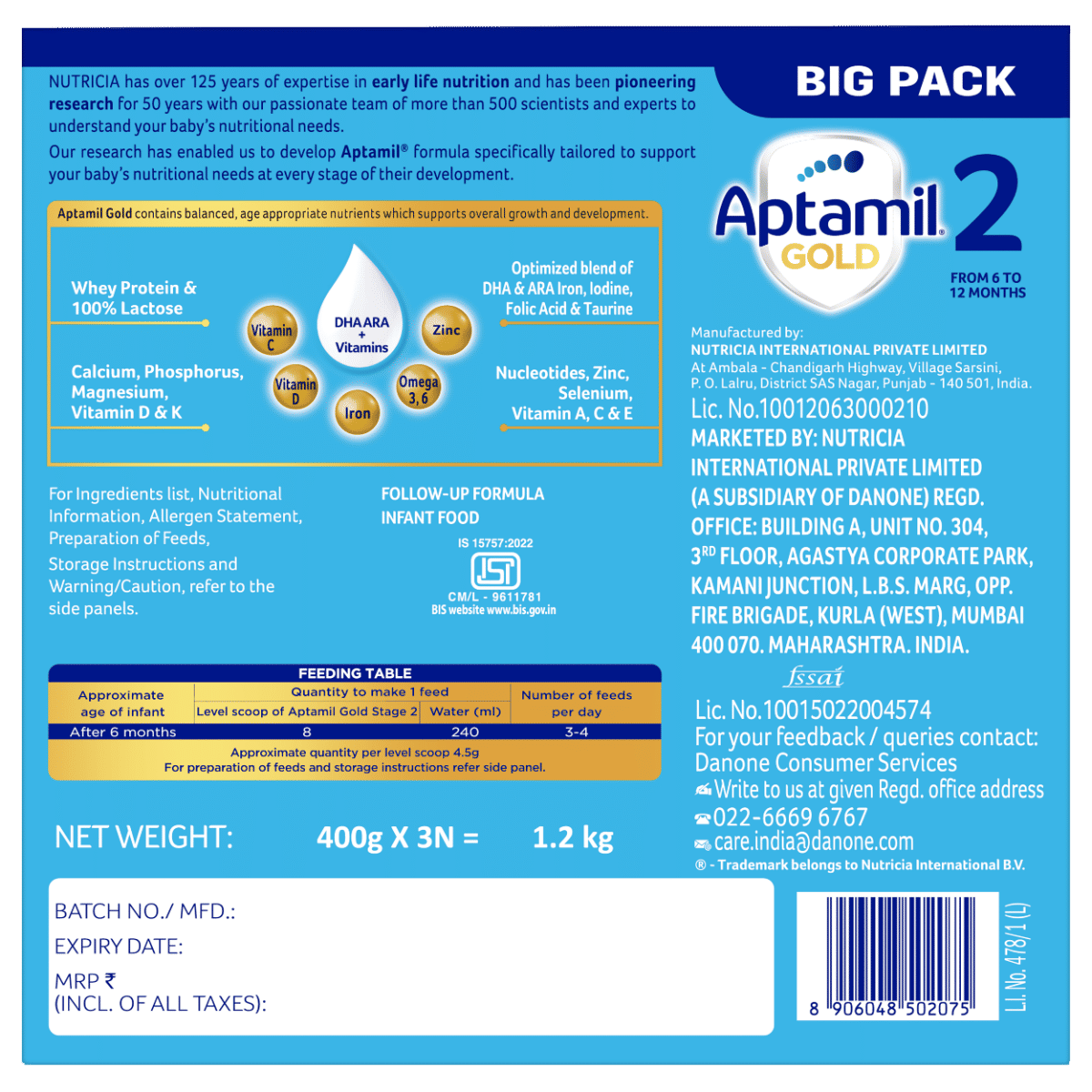 Aptamil Gold Follow-Up Formula Stage 2 Powder, 1.2 kg, Pack of 1 Aptamil Gold Follow-Up Formula Stage 2 Powder, 1.2 kg, Pack of 1