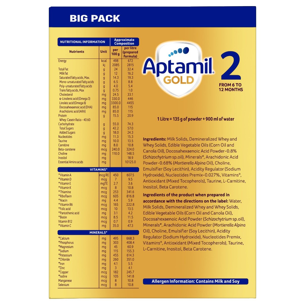 Aptamil Gold Follow-Up Formula Stage 2 Powder, 1.2 kg, Pack of 1 Aptamil Gold Follow-Up Formula Stage 2 Powder, 1.2 kg, Pack of 1