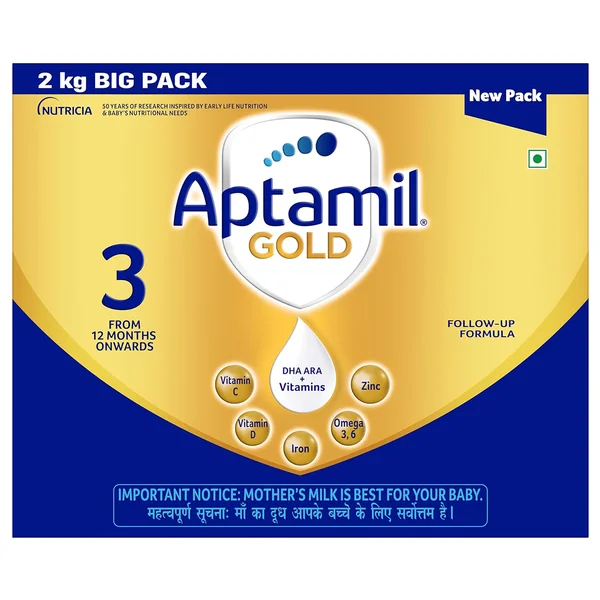 Aptamil Gold Infant Formula Stage-3 Powder, 2 kg Refill Pack