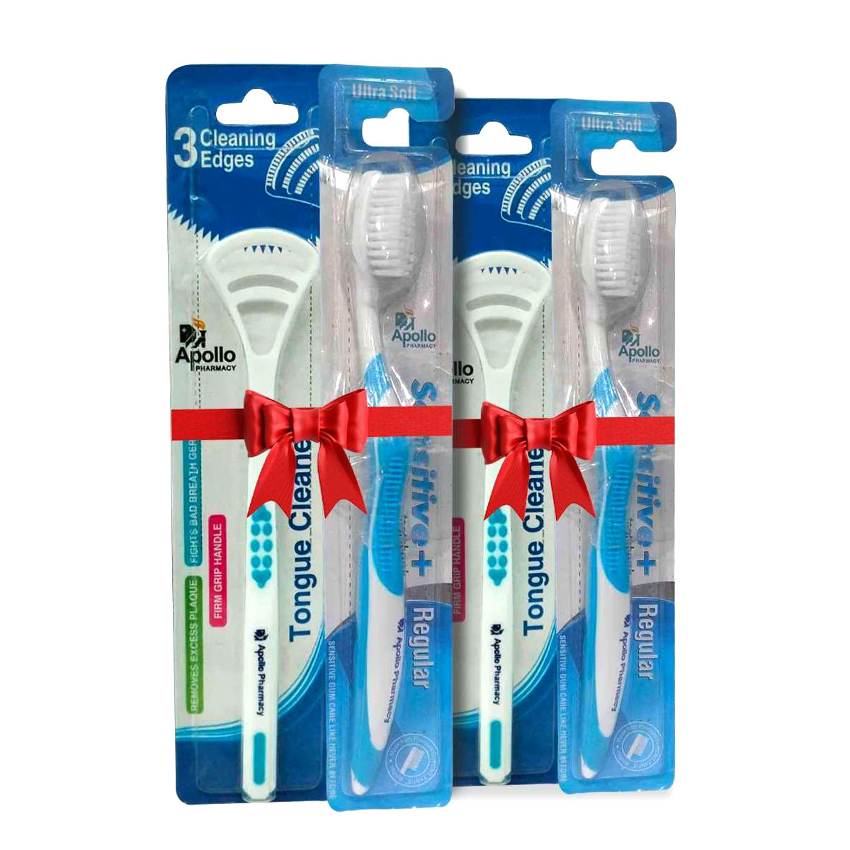 Buy Apollo Pharmacy Value Pack Sensitive Toothbrush & Tongue Cleaner, 2 Kit Online