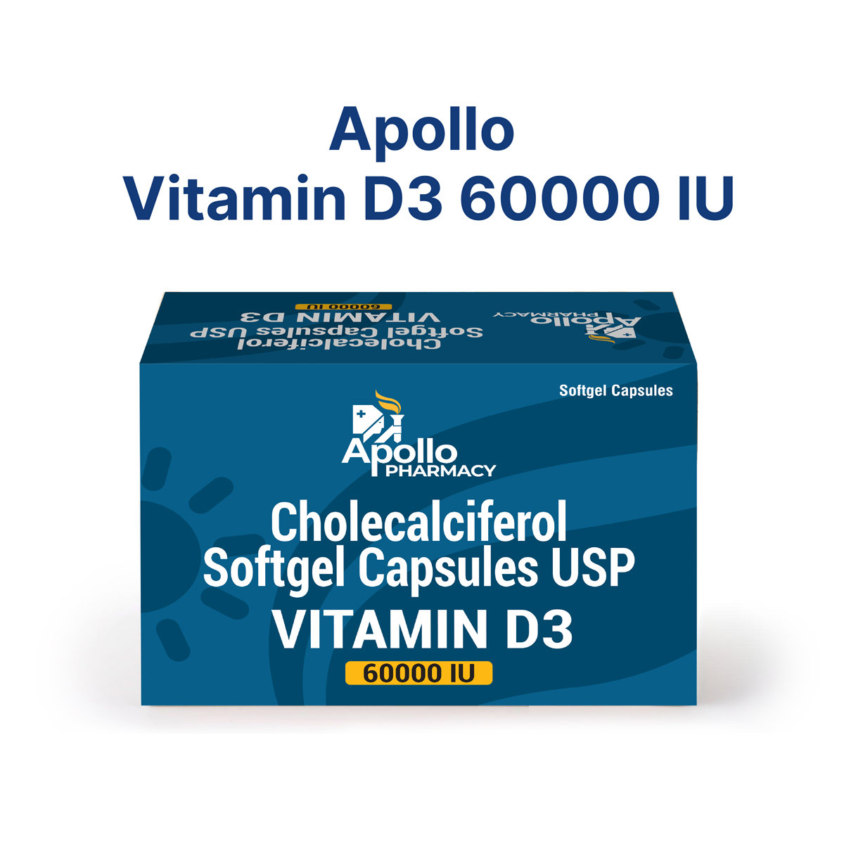 Apollo Pharmacy Vitamin D3 60000 IU, 4 Capsules Apollo Pharmacy Vitamin D3 60000 IU, 4 Capsules