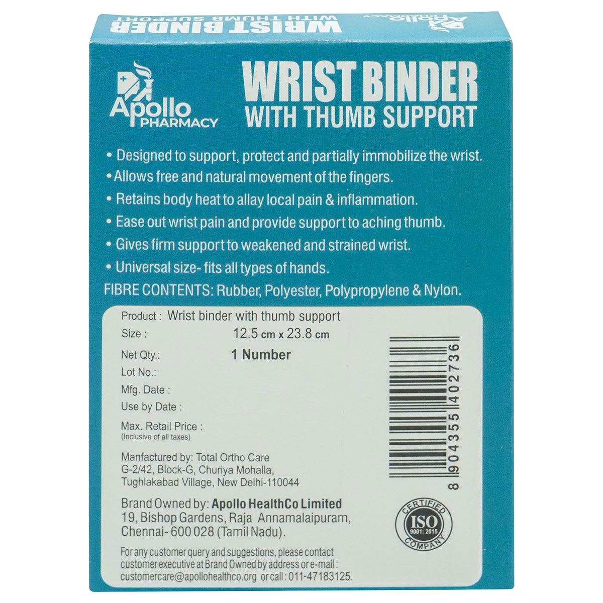 Apollo Pharmacy Wrist Binder With Thumb Support Universal, 1 Count, Pack of 1 Apollo Pharmacy Wrist Binder With Thumb Support Universal, 1 Count, Pack of 1