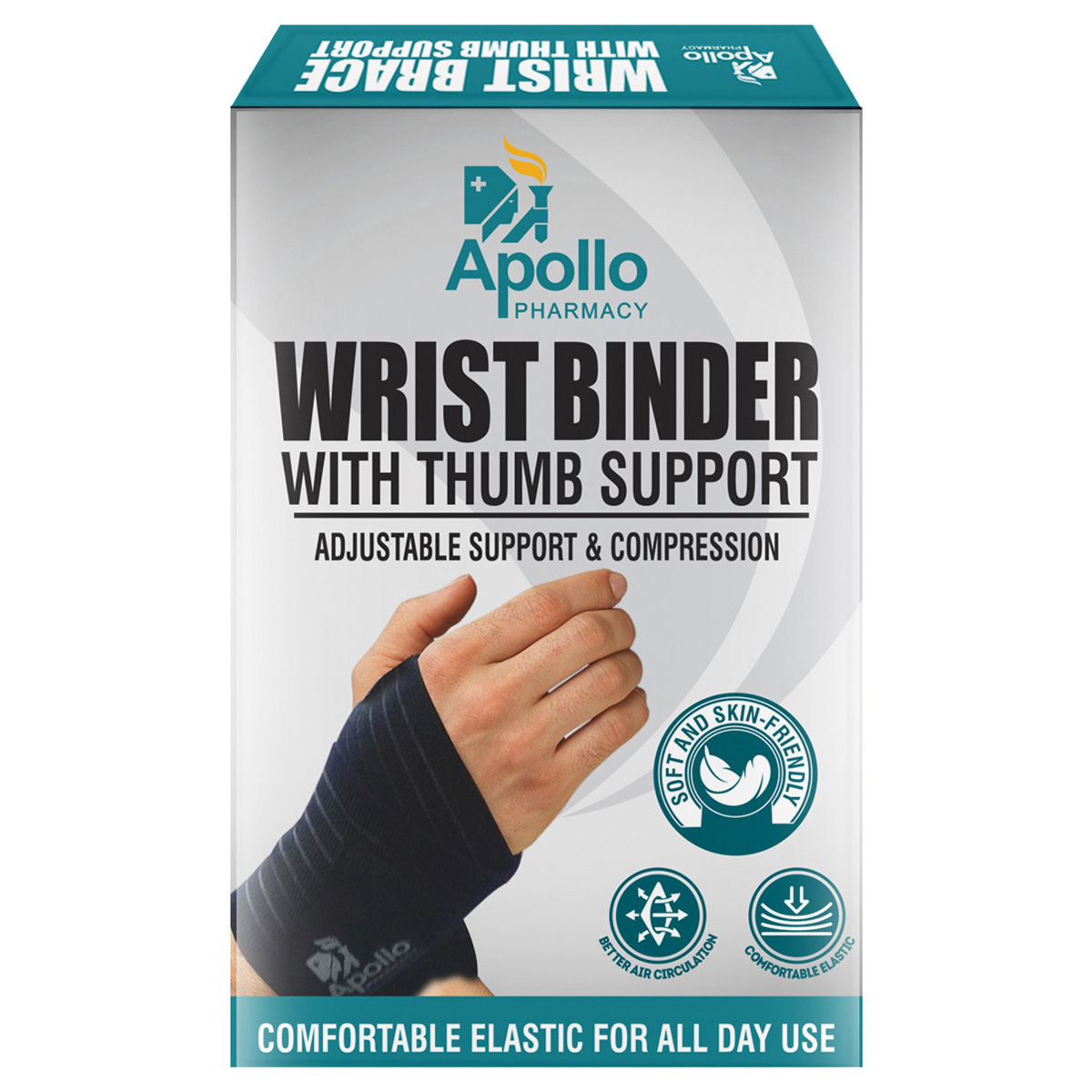 Buy Apollo Pharmacy Wrist Binder With Thumb Support Universal, 1 Count | 19  Minutes Delivery | Apollo Pharmacy