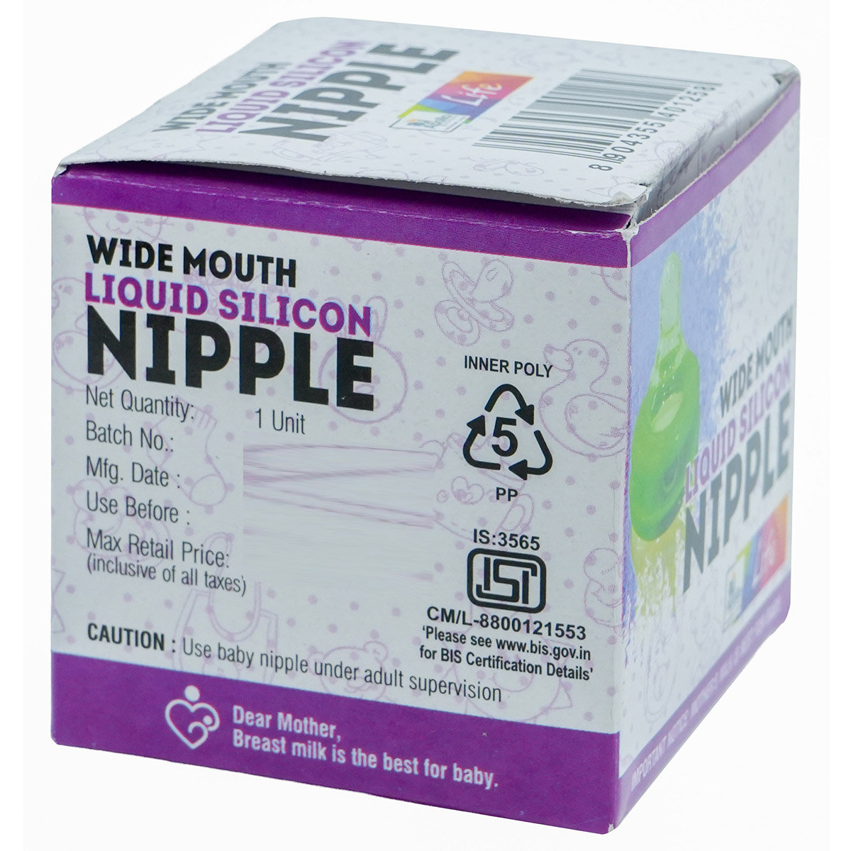 Apollo Life Wide Mouth Liquid Silicone Nipple, 1 Count, Pack of 1 Apollo Life Wide Mouth Liquid Silicone Nipple, 1 Count, Pack of 1