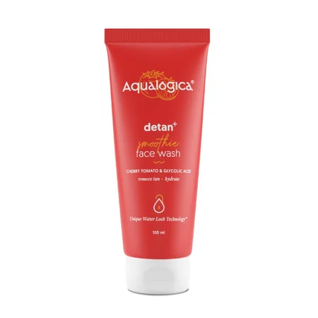 Aqualogica Detan+ Smoothie Face Wash 100 ml | Cherry Tomato & Glycolic Acid | Tan Removal | Hydrates Skin | For All Skin Type