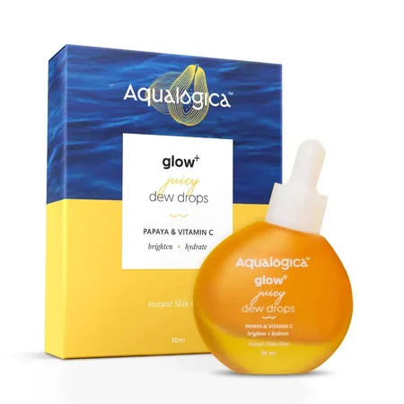 Aqualogica Glow+ Juicy Dew Drops 30 ml | Vitamin C & Papaya | Instant Skin Glow | Glossy & Dewy Skin | All Skin Type