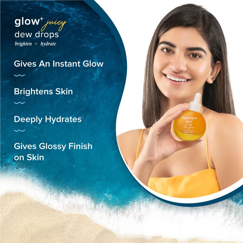 Aqualogica Glow+ Juicy Dew Drops 30 ml | Vitamin C & Papaya | Instant Skin Glow | Glossy & Dewy Skin | All Skin Type, Pack of 1 Aqualogica Glow+ Juicy Dew Drops 30 ml | Vitamin C & Papaya | Instant Skin Glow | Glossy & Dewy Skin | All Skin Type, Pack of 1