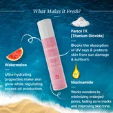 Aqualogica Radiance+ Dewy Sunscreen 50 gm with SPF 50 PA+++|UVA/B &amp; Blue Light Protection|Watermelon &amp; Niacinamide|for Radiant Skin - Deep Moisturization| For Oily, Combination &amp; Dry Skin|Protects from UVA/B for Men &amp; Women, Pack of 1