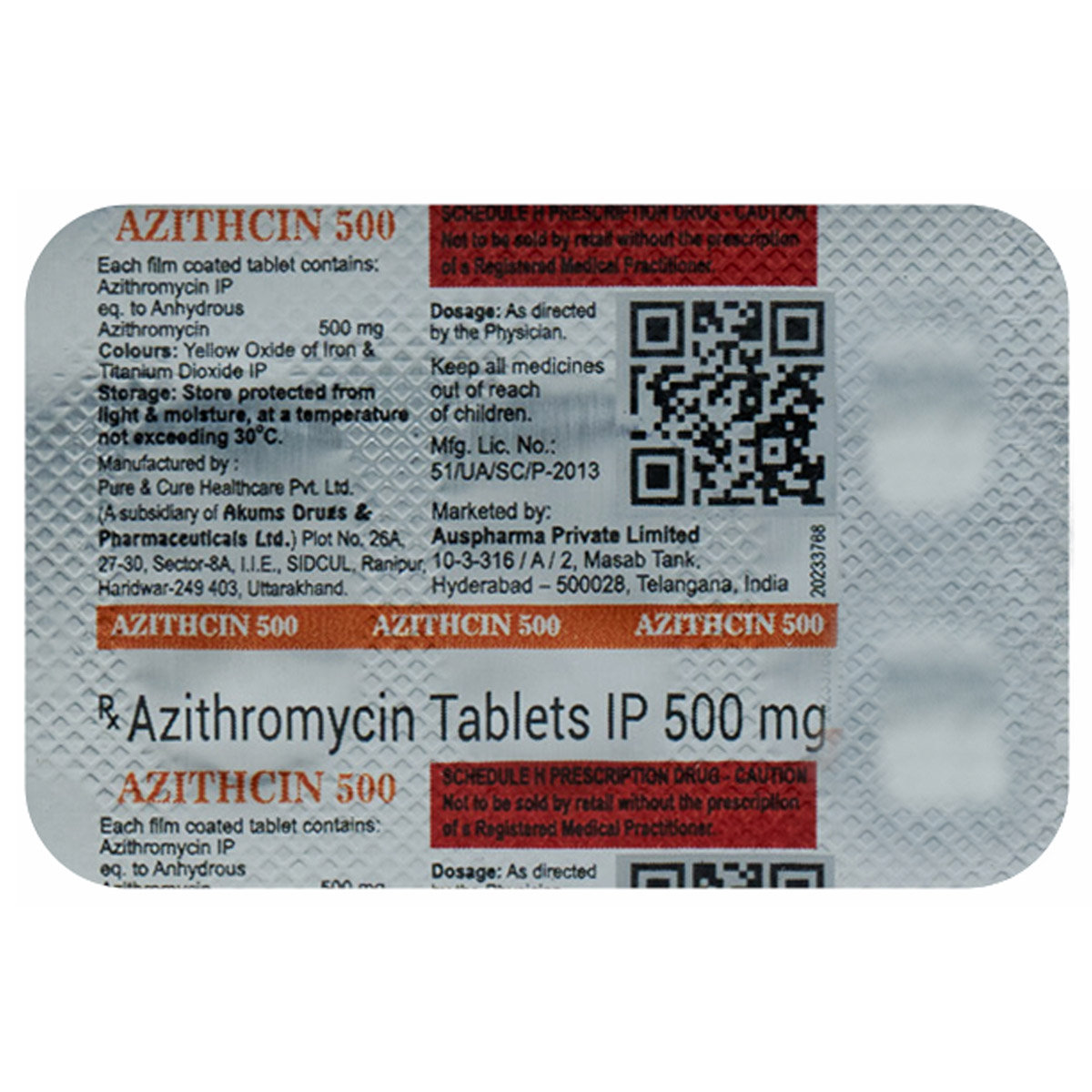 Aquris Azithcin 500 Tablet 3's, Pack of 3 TabletS Aquris Azithcin 500 Tablet 3's, Pack of 3 TabletS