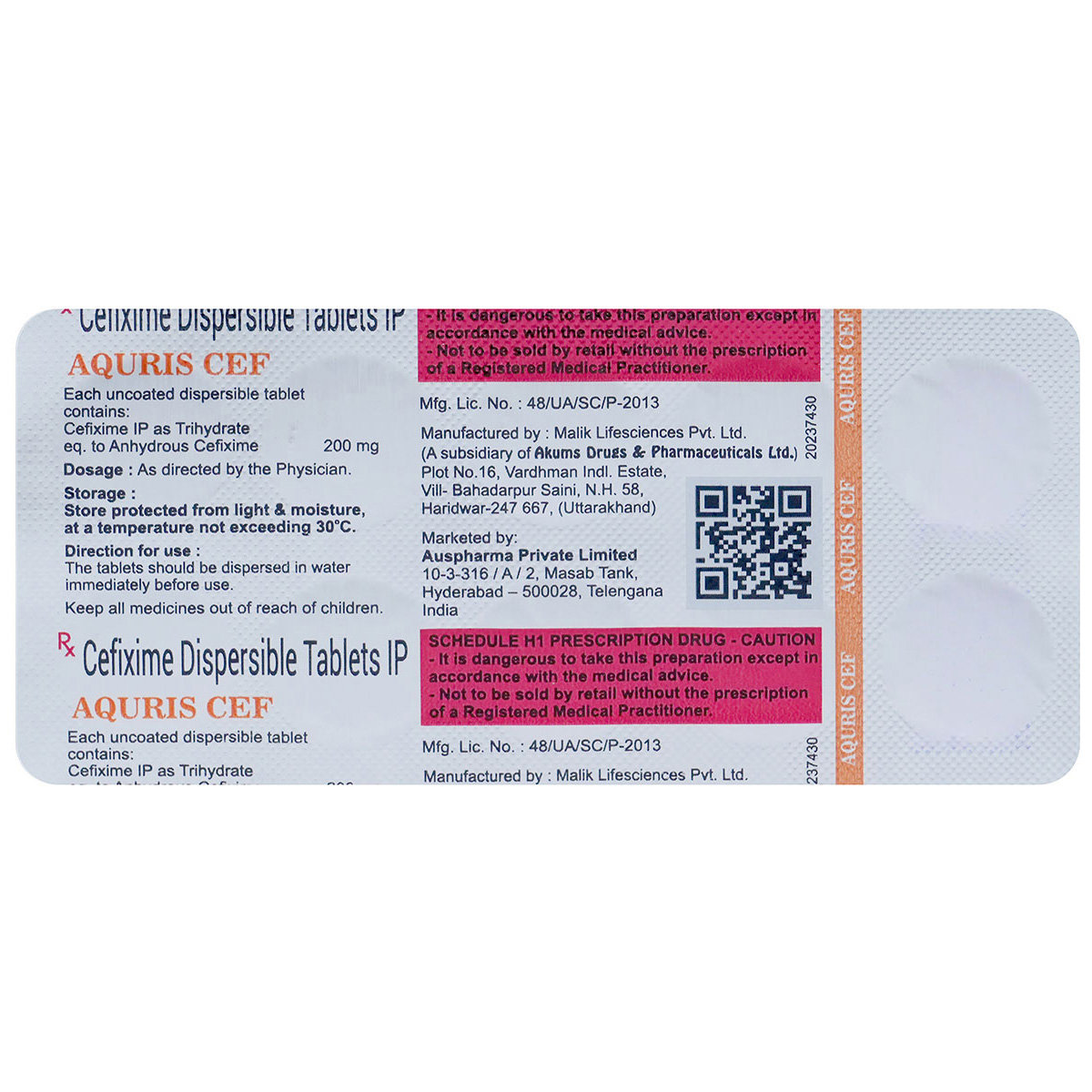 Aquris Cef 200 mg Tablet 10's, Pack of 10 TABLETS Aquris Cef 200 mg Tablet 10's, Pack of 10 TABLETS