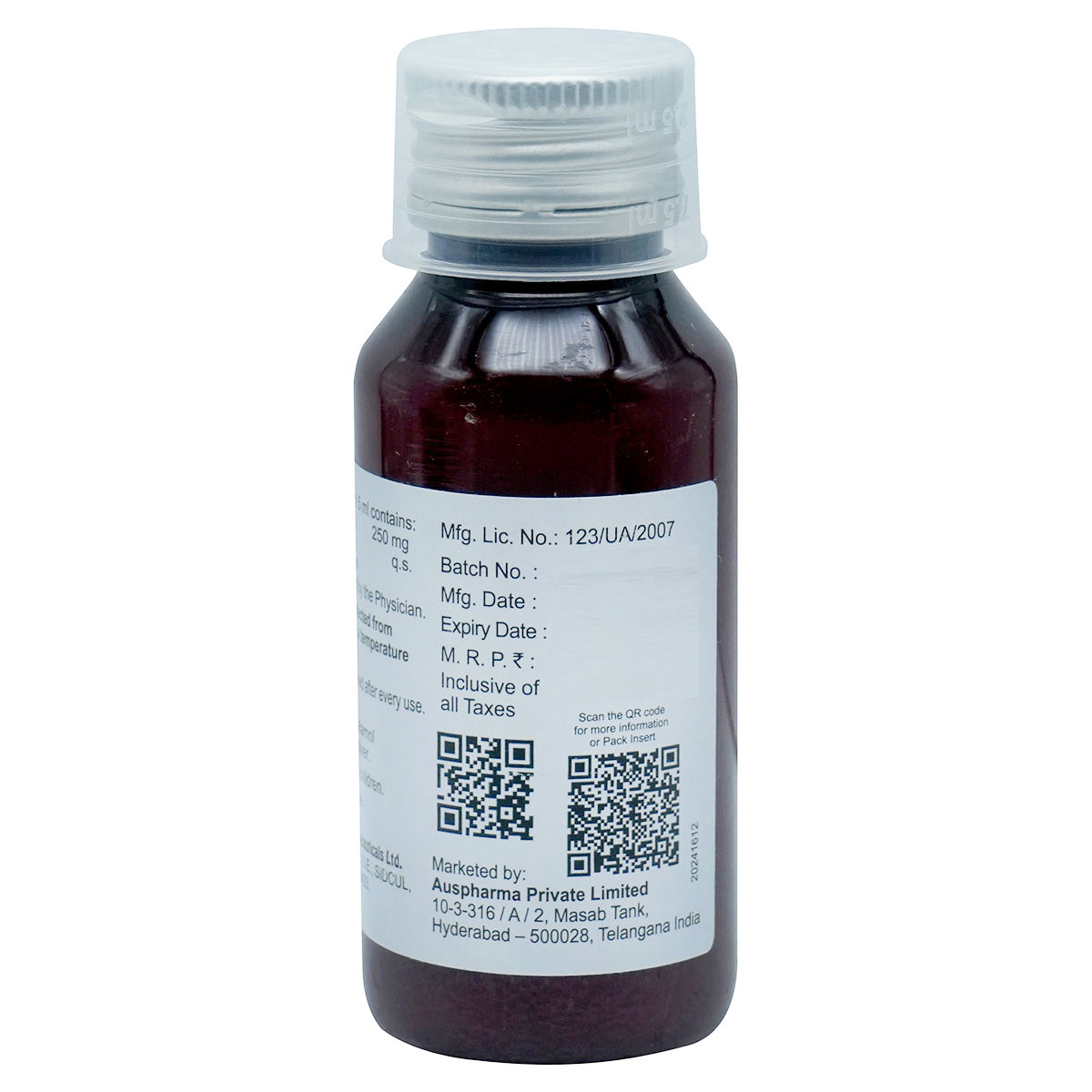 Aquris Parasyp 250 Paediatric Oral Suspension 60 ml, Pack of 1 ORAL SUSPENSION Aquris Parasyp 250 Paediatric Oral Suspension 60 ml, Pack of 1 ORAL SUSPENSION