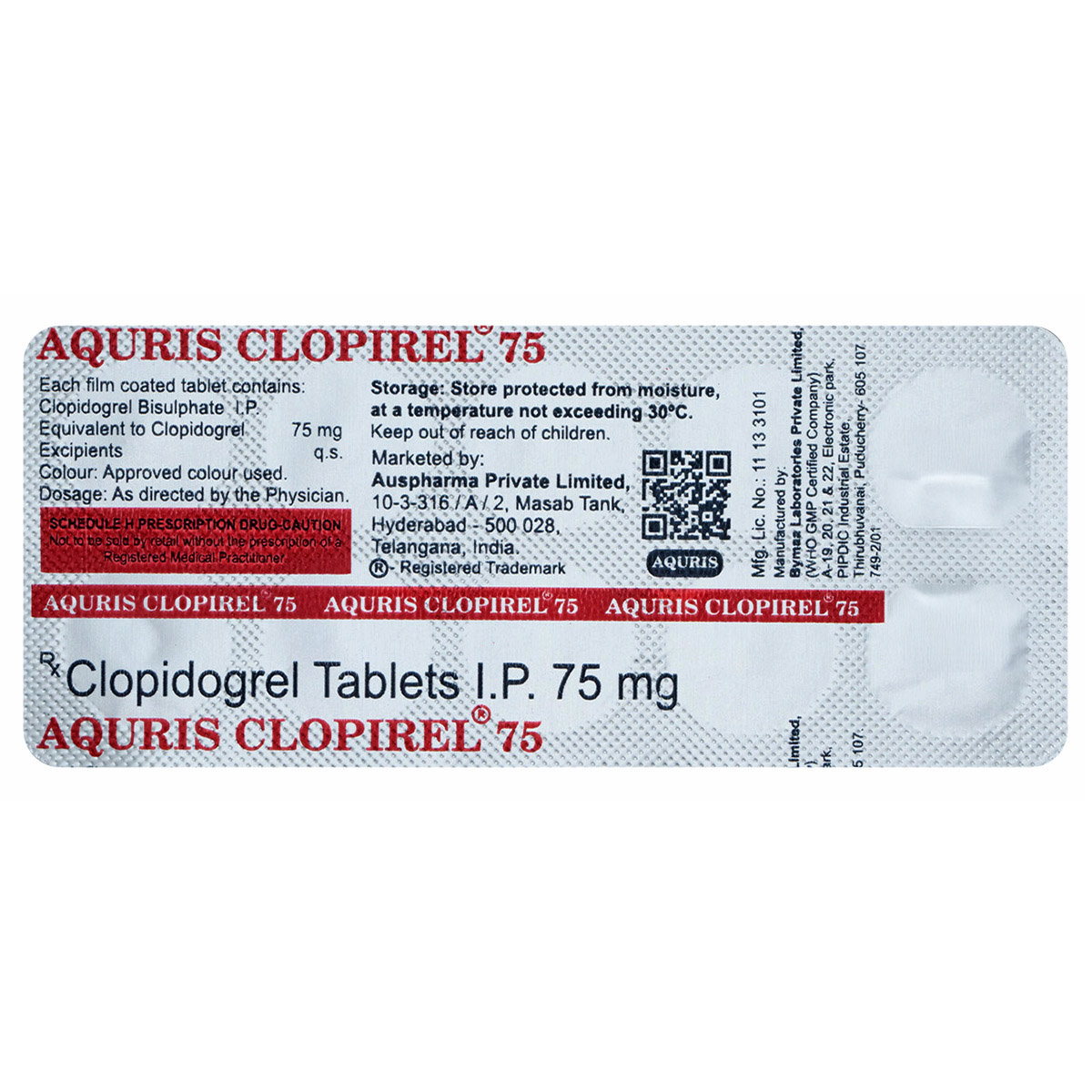 Aquris Clopirel 75 Tablet 10's, Pack of 10 TabletS Aquris Clopirel 75 Tablet 10's, Pack of 10 TabletS