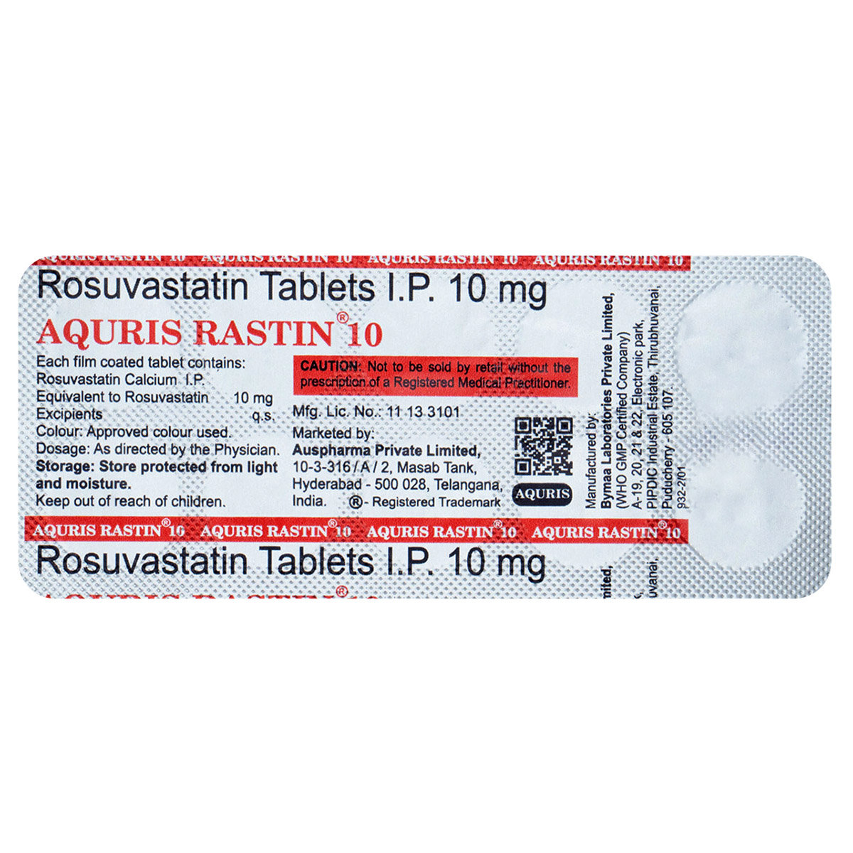 Aquris Rastin 10 mg Tablet 10's, Pack of 10 TabletS Aquris Rastin 10 mg Tablet 10's, Pack of 10 TabletS