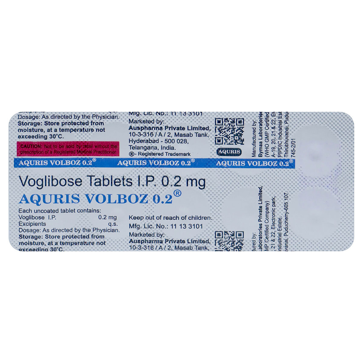 Aquris Volboz 0.2 Tablet 10's, Pack of 10 Aquris Volboz 0.2 Tablet 10's, Pack of 10