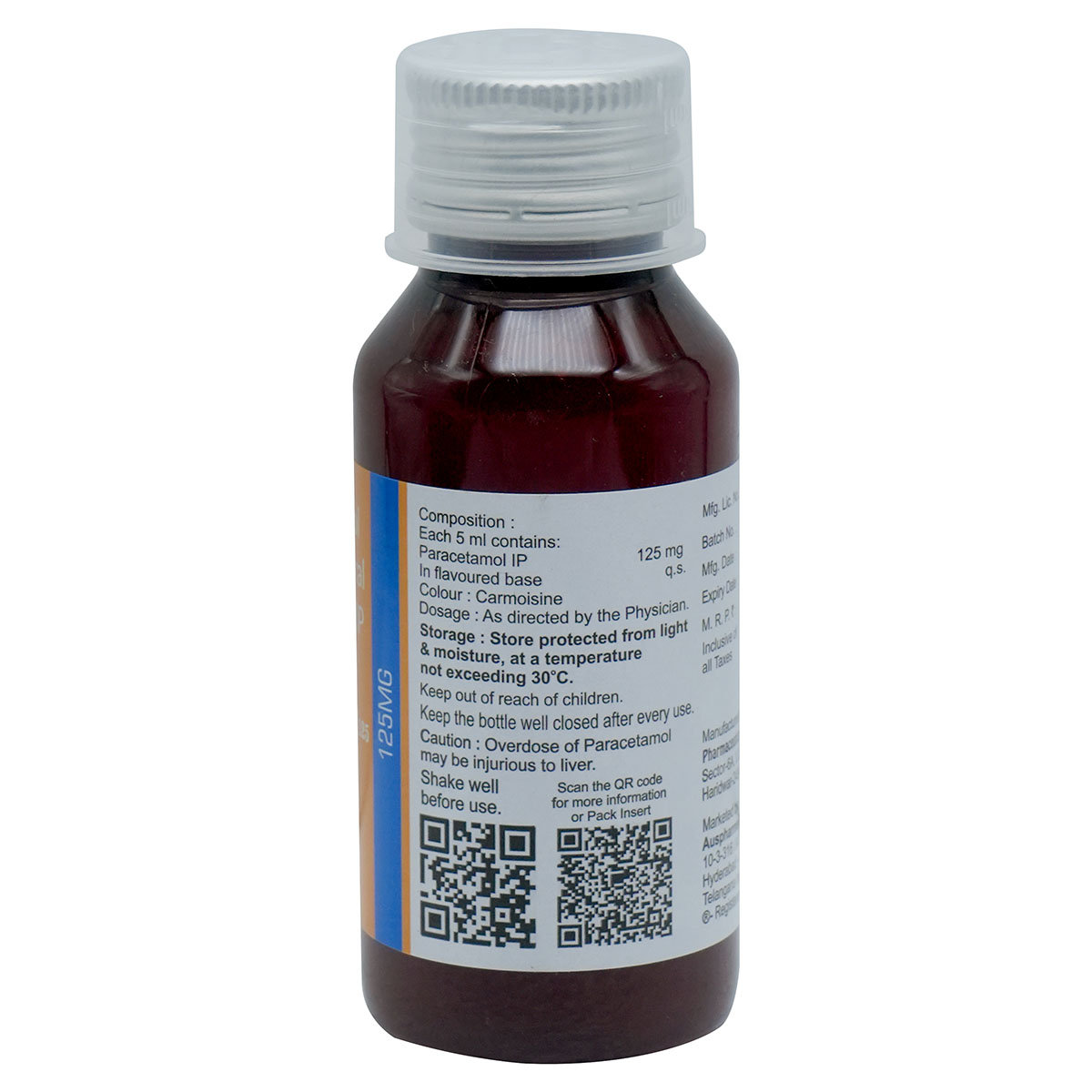 Aquris Parasyp 125 Paediatric Oral Suspension 60 ml, Pack of 1 Aquris Parasyp 125 Paediatric Oral Suspension 60 ml, Pack of 1