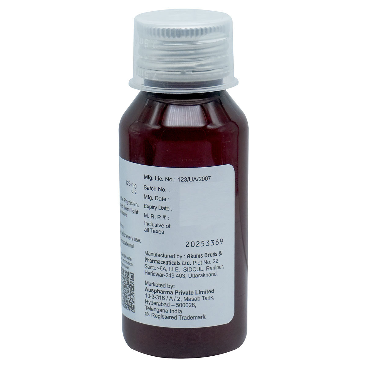 Aquris Parasyp 125 Paediatric Oral Suspension 60 ml, Pack of 1 Aquris Parasyp 125 Paediatric Oral Suspension 60 ml, Pack of 1