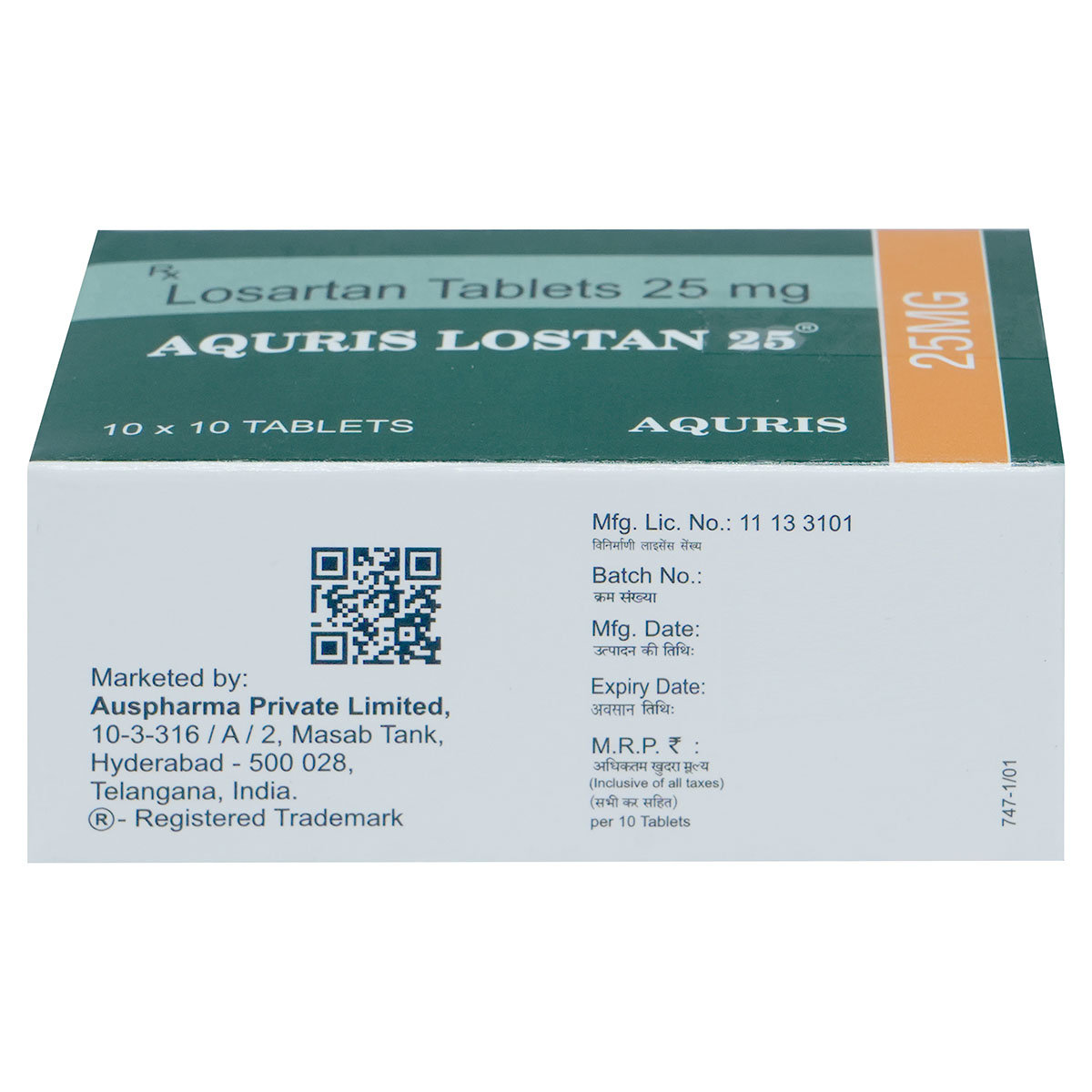 Aquris Lostan 25 Tablet 10's, Pack of 10 Aquris Lostan 25 Tablet 10's, Pack of 10