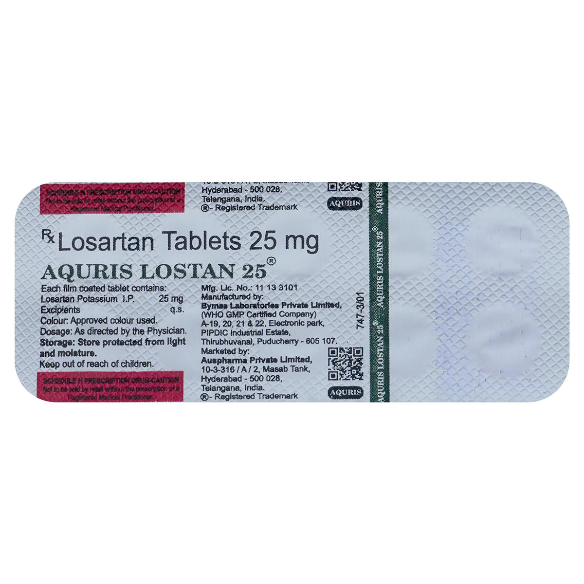 Aquris Lostan 25 Tablet 10's, Pack of 10 Aquris Lostan 25 Tablet 10's, Pack of 10
