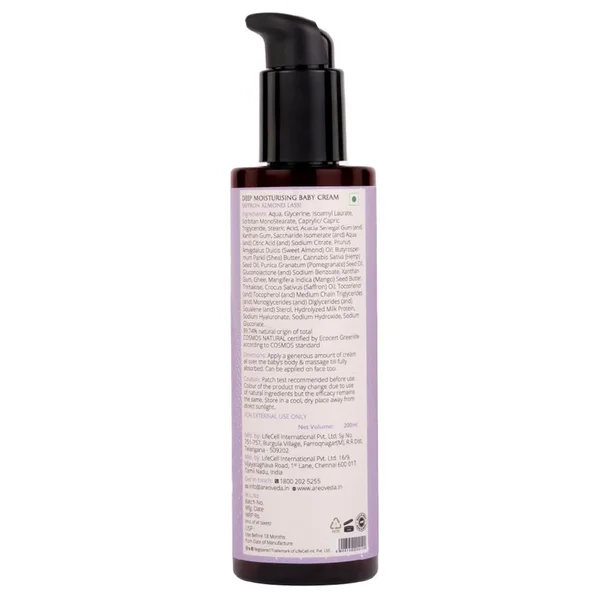 Areoveda Deep Moisturising Baby Cream, 200 gm, Pack of 1