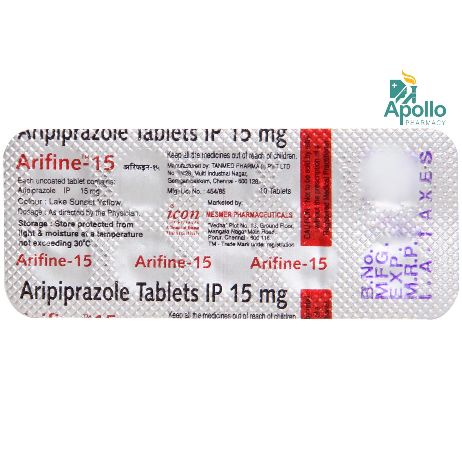 Arifine-15 Tablet 10's, Pack of 10 TABLETS Arifine-15 Tablet 10's, Pack of 10 TABLETS