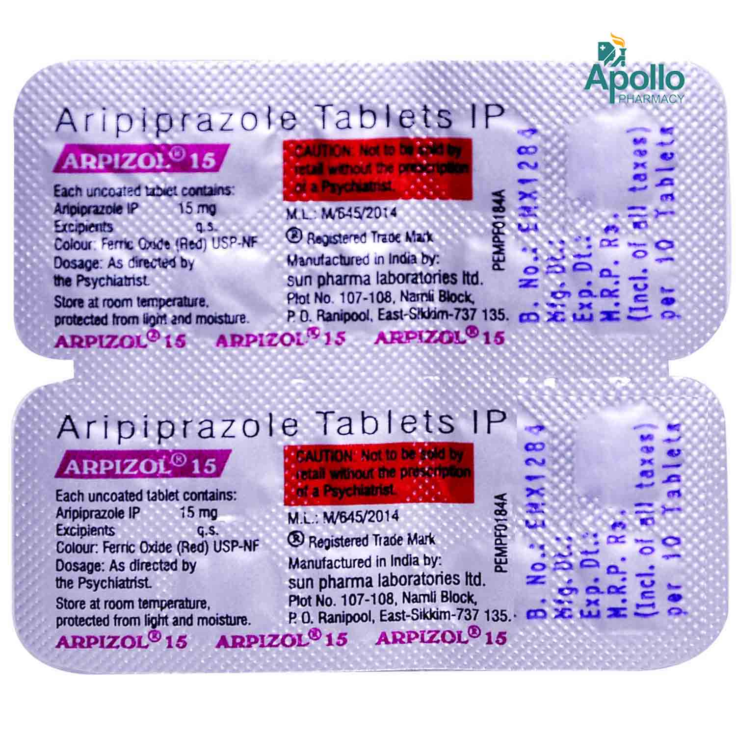 Arpizol 15 Tablet 10's, Pack of 10 TABLETS Arpizol 15 Tablet 10's, Pack of 10 TABLETS