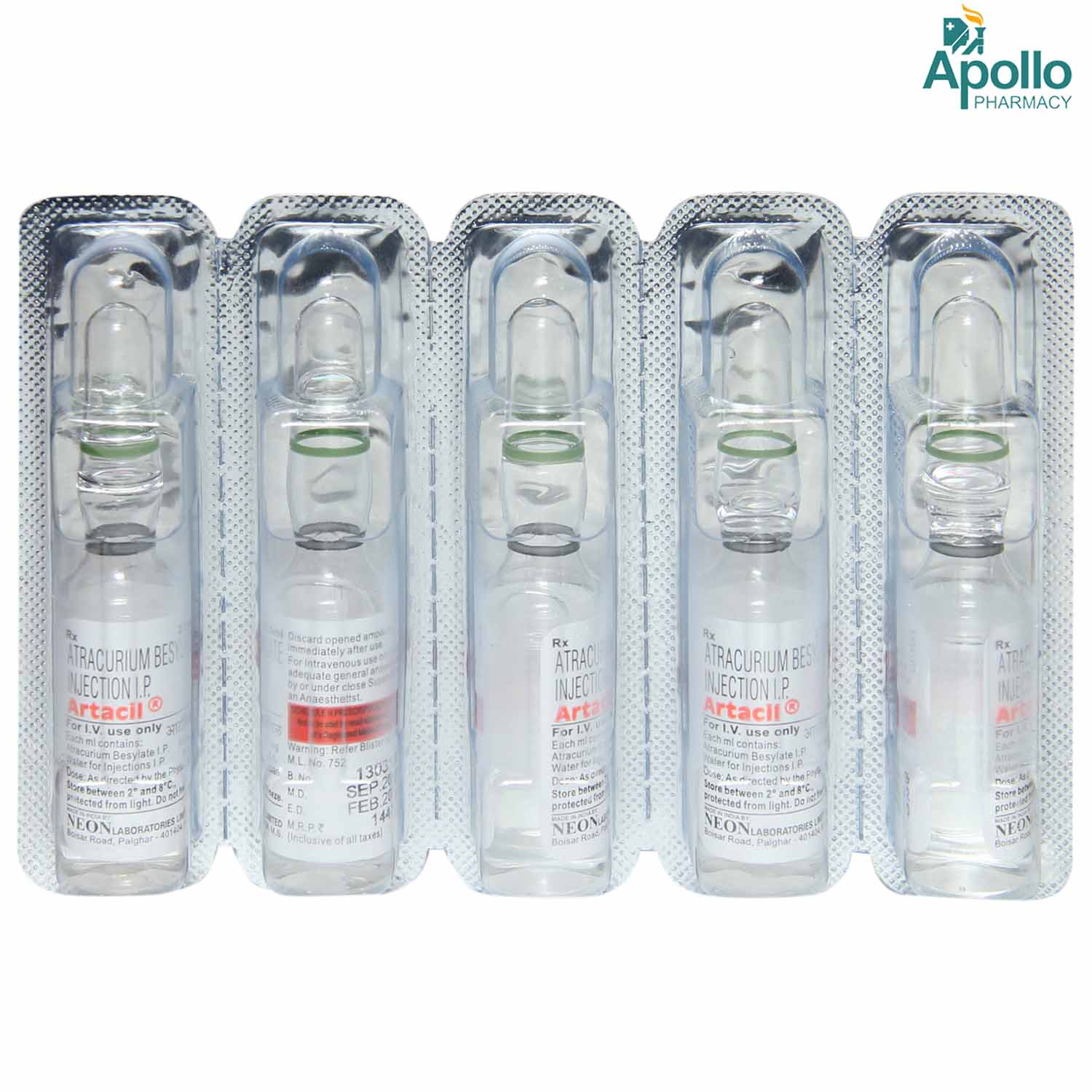 Artacil Injection Atracurium 2.5 ml, Pack of 1 Injection Artacil Injection Atracurium 2.5 ml, Pack of 1 Injection