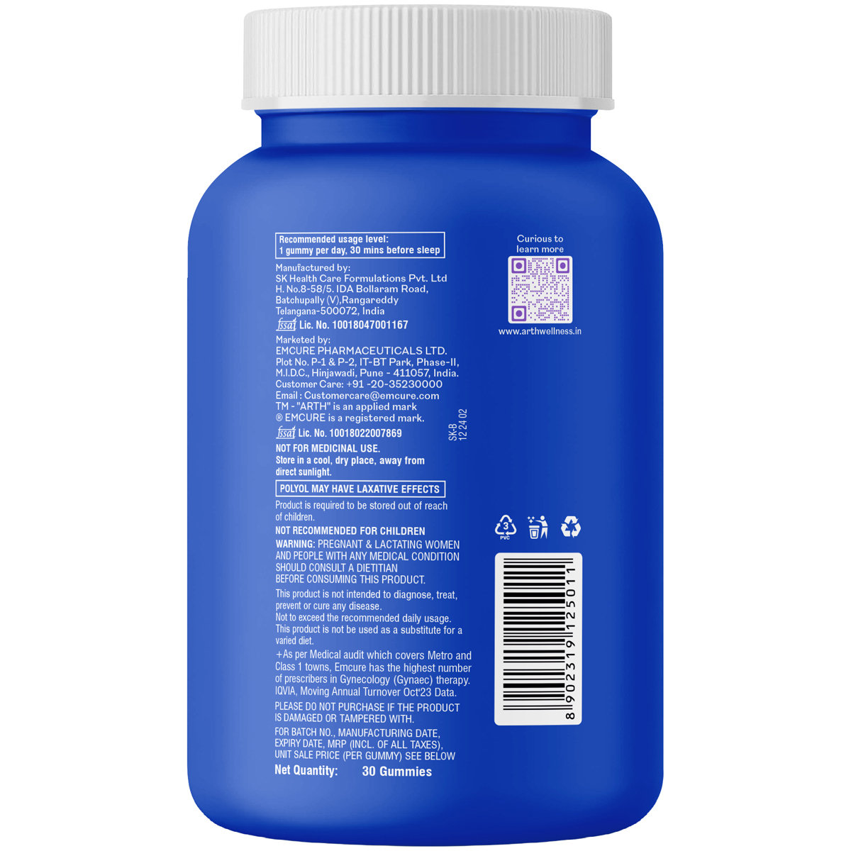 Arth Sleep Support Gummies | Melatonin Gummies with L-Theanine | 30 Gummies, Pack of 1 Arth Sleep Support Gummies | Melatonin Gummies with L-Theanine | 30 Gummies, Pack of 1