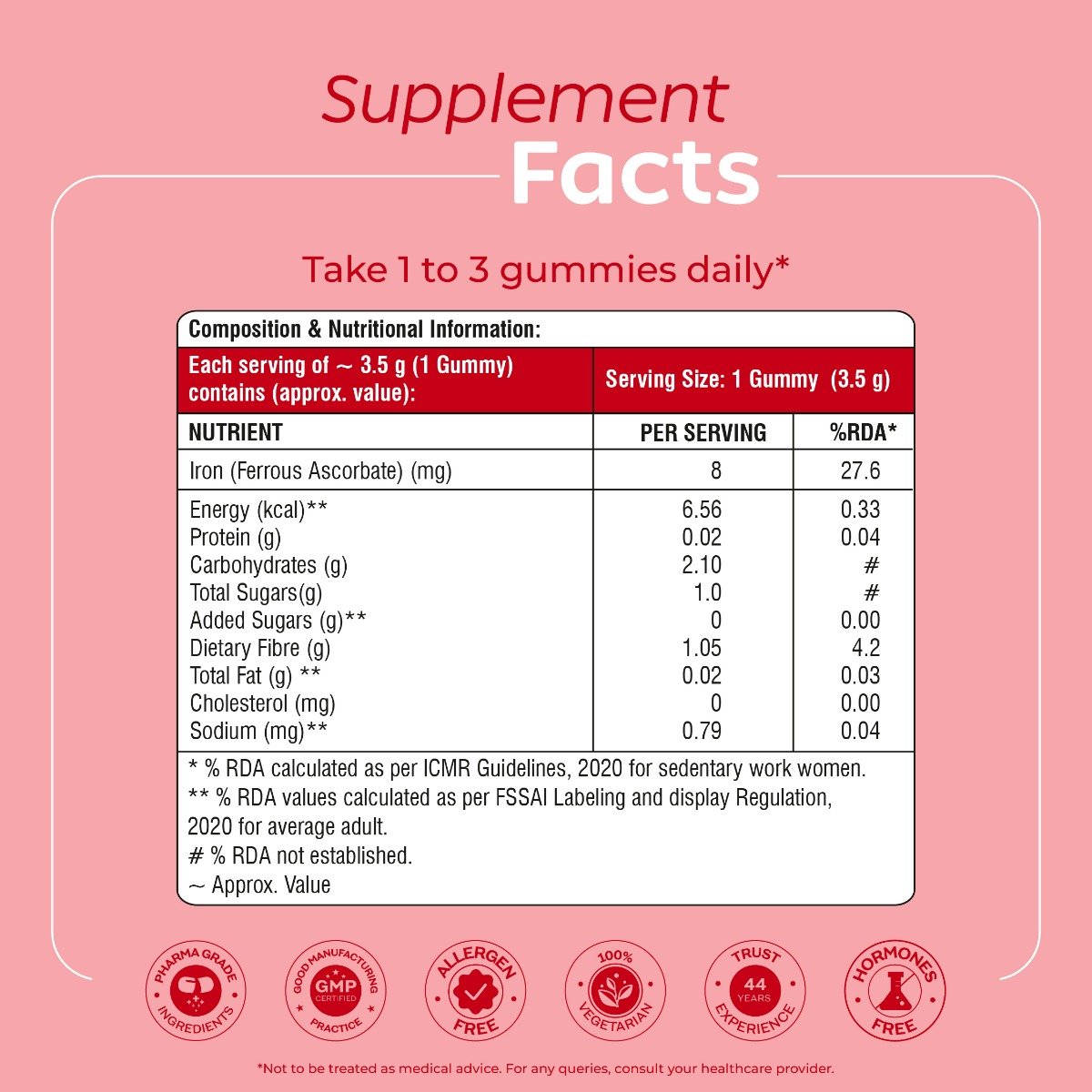 Arth Iron Gummies | High Absorption Ferrous Ascorbate (67%) | Reduces Fatigue & Lethargy | 30 Gummies, Pack of 1 Arth Iron Gummies | High Absorption Ferrous Ascorbate (67%) | Reduces Fatigue & Lethargy | 30 Gummies, Pack of 1